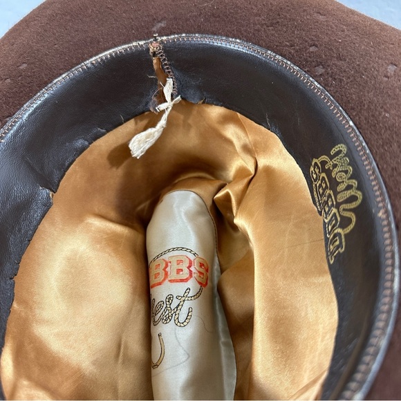 Dobbs West brown felt cowboy hat distressed vintage western - Picture 15 of 16